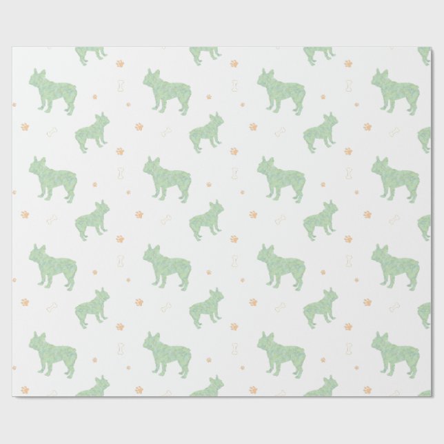 Minimal pastel mint french bulldog wrapping paper geschenkpapier (Flach)