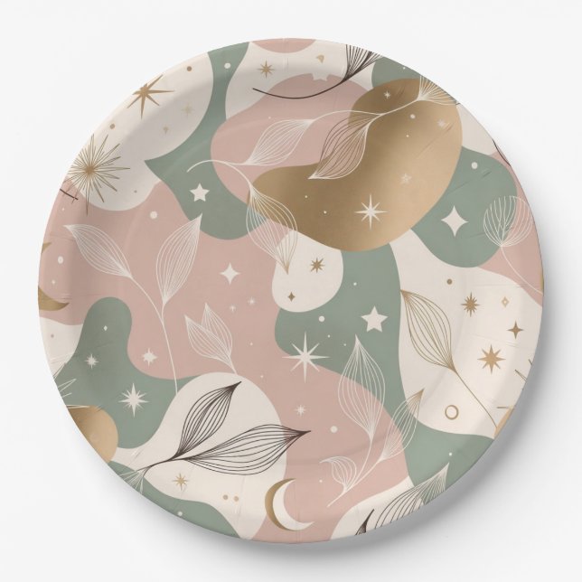 Minimal Pastel Mystic Design Paper Plate Pappteller (Vorderseite)