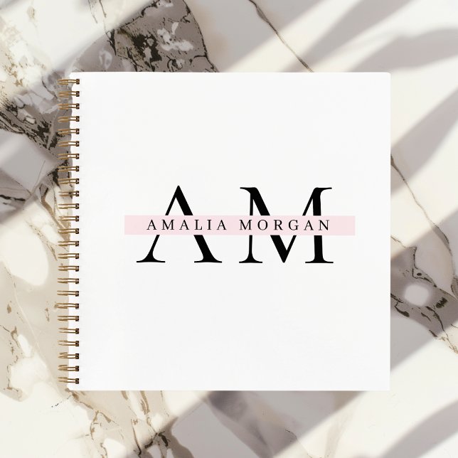 "Minimal Pastel Pink Initial & Name Personalisiert Notizbuch (Von Creator hochgeladen)