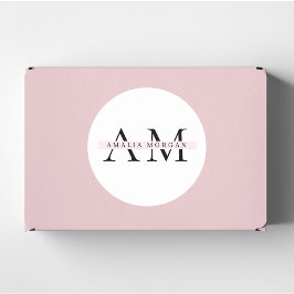 "Minimal Pastel Pink Initial & Name Personalisiert Runder Aufkleber