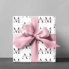 Minimal Pastel Pink Initial & Personalisiert Geschenkpapier