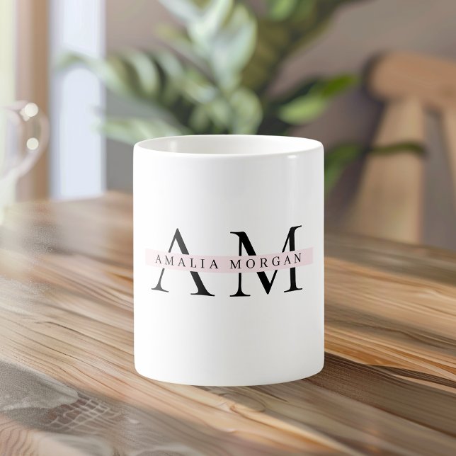Minimal Pastel Pink Initial & Personalisiert Kaffeetasse (Von Creator hochgeladen)