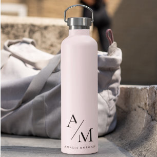 Minimal Pastel Pink Initial & Personalisiert Trinkflasche