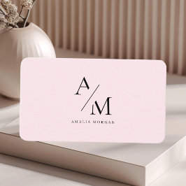 Minimal Pastel Pink Initial & Personalisiert Visitenkarte