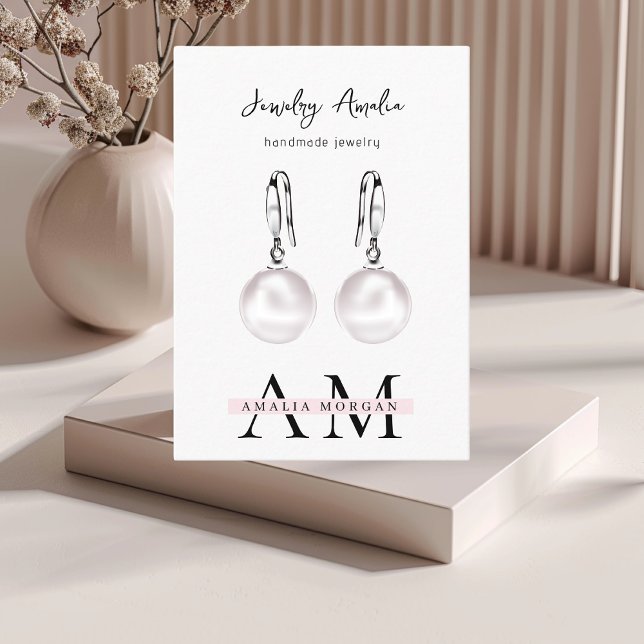 Minimal Pastel Pink Initial & Personalisiert Visitenkarte (Von Creator hochgeladen)