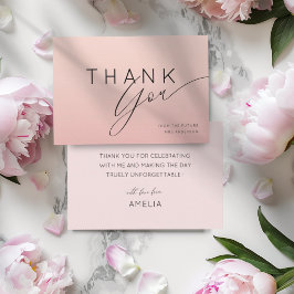 Minimal Peachy Pink Ombre Thank You Bridal Shower  Dankeskarte