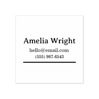 Minimal Personal Address Stamp Name, Email & Phone Gummistempel