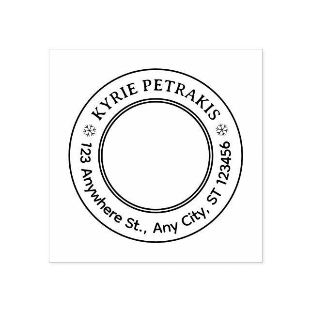 Minimal Personal Address Stamp – Round Name Design Gummistempel (Prägung)