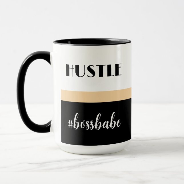 Minimal Personalisiert Hustle Boss Babe Tasse (Links)