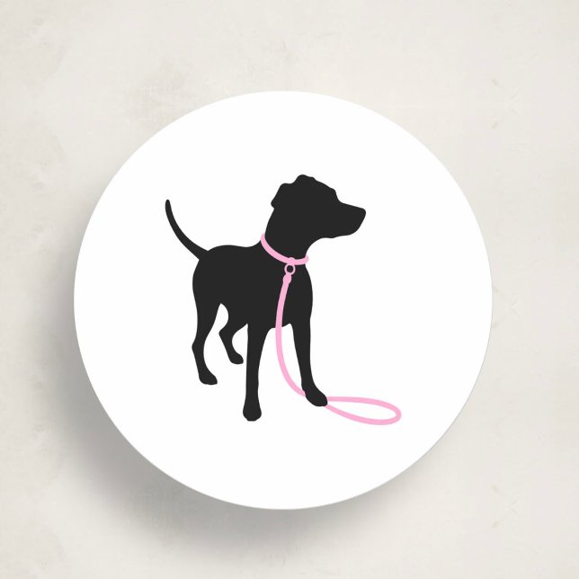 Minimal Pet Silhouette Dog Walking Classic Runder Aufkleber (Von Creator hochgeladen)