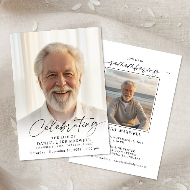 Minimal Photo Celebration of Life Funeral Memorial Einladung (Von Creator hochgeladen)