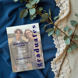 Minimal Photo Editorial Style Double Graduation Einladung