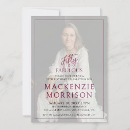 Minimal Photo Fifty and Fabulous Birthday Party Einladung