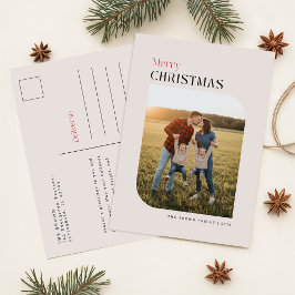 Minimal Photo Merry Christmas Holiday Postcard Feiertagspostkarte