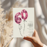 Minimal Pink 60 Ballon 60. Geburtstagsparty Einladung<br><div class="desc">Mit diesem minimalistischen Design laden Freunde und Familie zu einer 60. Geburtstagsfeier ein. Mit rosa Helium Nummer 60 Ballons auf klassischem weißem Hintergrund und einer einfachen,  modernen Vorlage,  die leicht mit Ihren eigenen Eventdetails angepasst werden kann.</div>