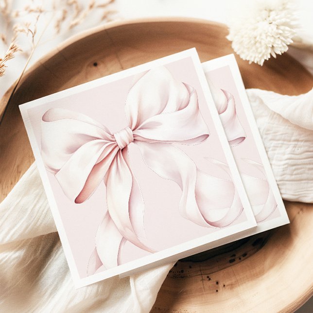 Minimal Pink Bow Paper Napkin Serviette (Von Creator hochgeladen)