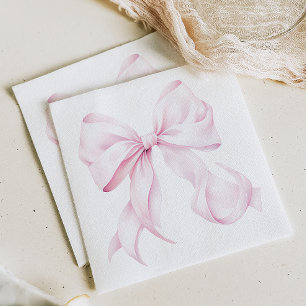 Minimal Pink Bow Paper Napkin Serviette