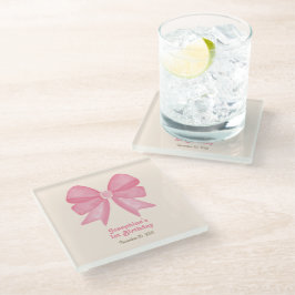 Minimal Pink Bow Sweet Girl Geburtstag Glasuntersetzer