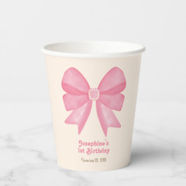 Minimal Pink Bow Sweet Girl Geburtstag Pappbecher