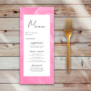 Minimal Pink Kalligraphie Abstrakte Hochzeit Menükarte