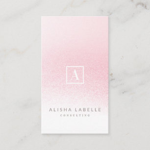 Minimal Pink Ombre Monogram Visitenkarte