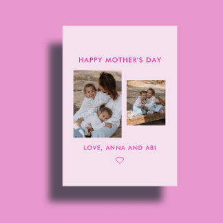 Minimal Pink Photo Collage Custom Mother's Day Karte