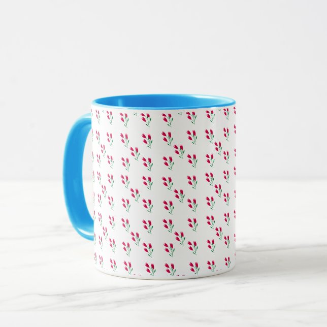 Minimal Pink Tulip Floral Pattern  Tasse (Vorderseite Links)
