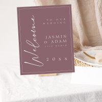 Minimal Plum Lila Script-Hochzeitszeichen