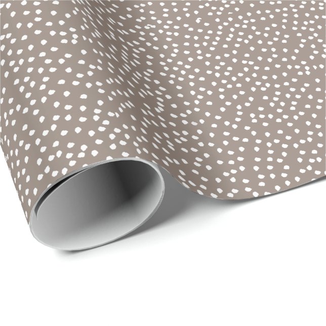 Minimal Polka Dot Wrapping Papier Taupe und Weiß Geschenkpapier (Rolleneckpunkt)