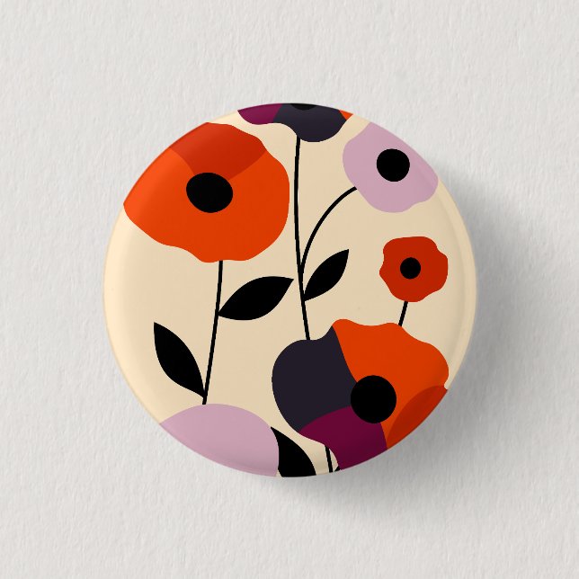 Minimal Poppy Bloom Button (Vorderseite)