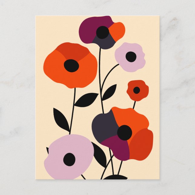 Minimal Poppy Bloom Feiertagspostkarte (Vorderseite)