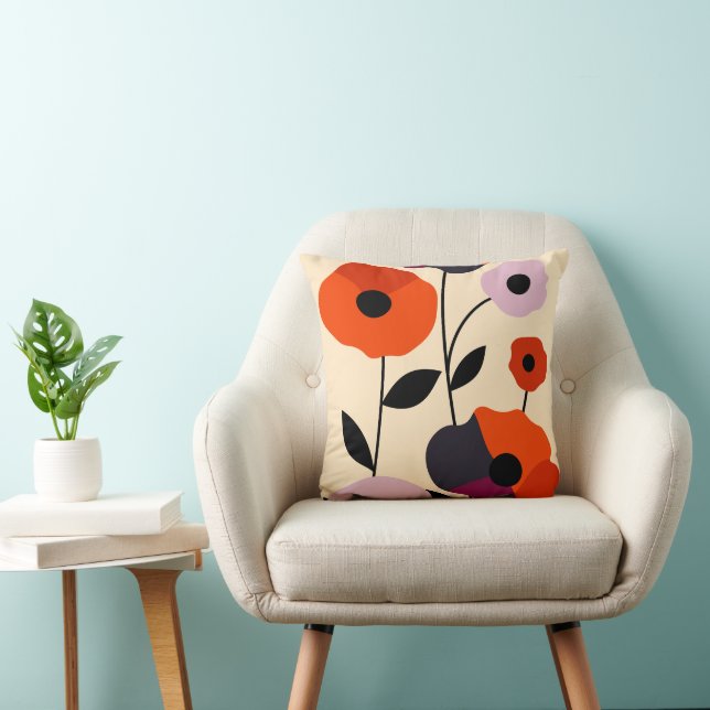 Minimal Poppy Bloom Kissen (Stuhl )