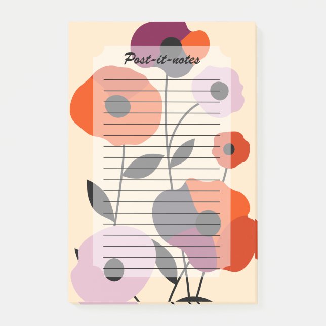 Minimal Poppy Bloom Post-it Klebezettel (Vorderseite)