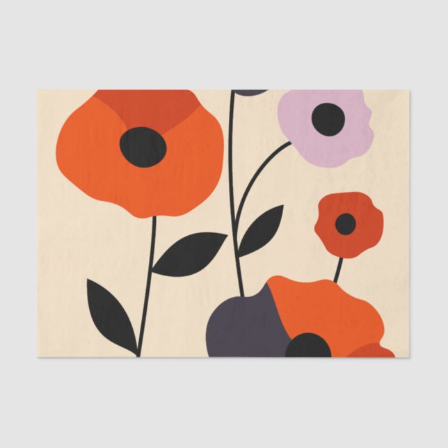 Minimal Poppy Bloom Seidenpapier (Vorderseite)