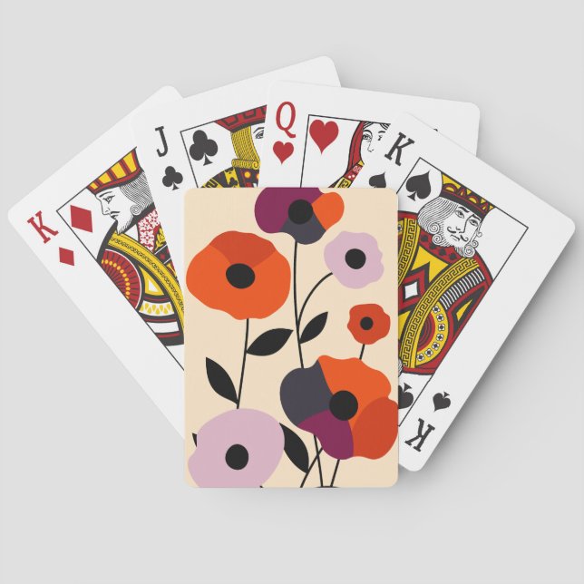 Minimal Poppy Bloom Spielkarten (Rückseite)
