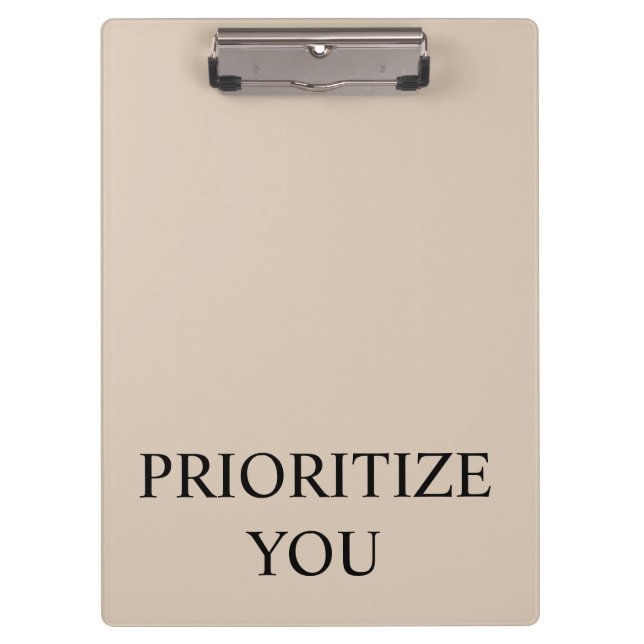 Minimal Priorisieren Sie Zitat Beige Klemmbrett (Vorderseite)