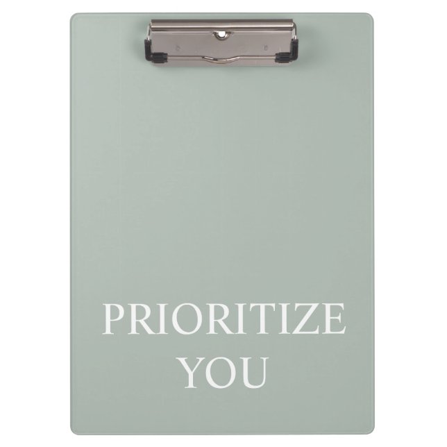Minimal Prioritize You Quote Ash Colour Klemmbrett (Vorderseite)