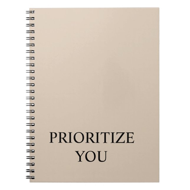 Minimal Prioritize You Quote Beige Notizblock (Vorderseite)