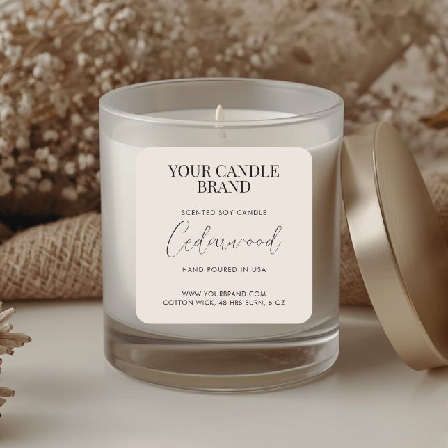 Minimal professional candle product label quadratischer aufkleber (Von Creator hochgeladen)