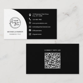 Minimal Professional Custom Logo QR Code Black Visitenkarte