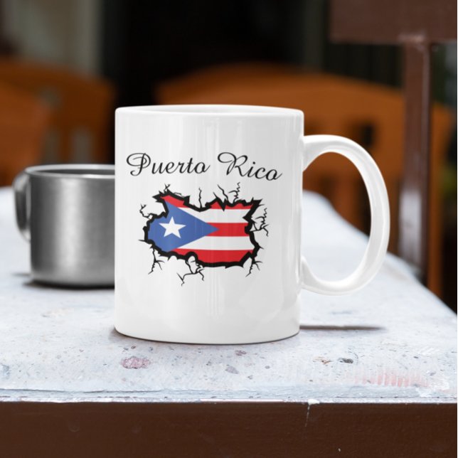 Minimal Puerto Rico Karte Nationalflagge Kaffeetasse (Minimal Puerto Rico Map National Flag Coffee Mug)