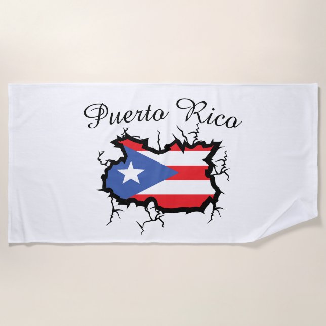 Minimal Puerto Rico Karte Nationalflagge Strandtuch (Vorderseite)