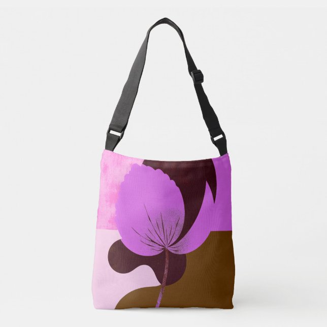 Minimal Purple Flower Tote Bag – Modern Floral Des Tragetaschen Mit Langen Trägern (Vorderseite)
