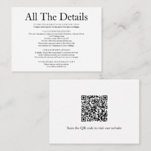 Minimal QR Code Details Elegantes White Wedding En Begleitkarte