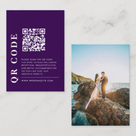Minimal QR Code Dunkle Lila Hochzeitdetails Foto Begleitkarte