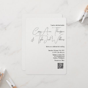 Minimal QR Code Hochzeit Einladung Pearl Shimmer