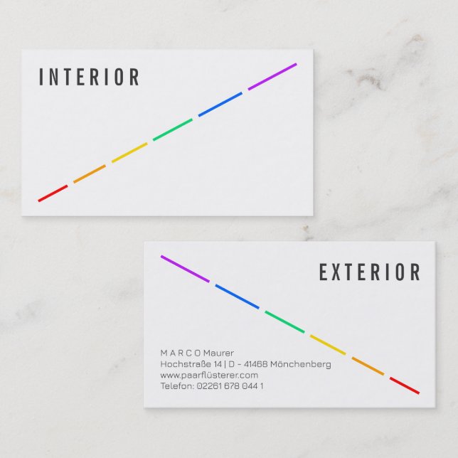 Minimal Rainbow Business Card with Pride Colors Visitenkarte (Vorne/Hinten)
