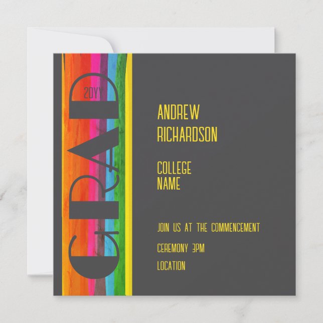Minimal Rainbow Class of Year Graduation Flat Card Ankündigung (Vorderseite)