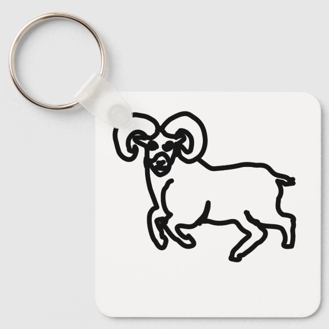 Minimal Ram Zodiac Keychain – Crisp Aries Outline  Schlüsselanhänger (Vorderseite)