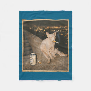 Minimal rauchende Sphynx-Katze Meme Lustig Fleecedecke